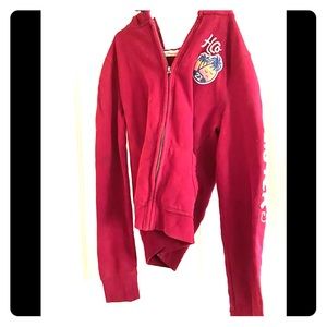 Hollister Burgundy Zip-up Hoodie
